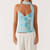 Women Y2K Camisoles Sequins Beaded Flower Embroidery V-Neck Casual Tank Tops Summer Fashion Sleeveless Tops with Choker Scarf