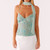 Women Y2K Camisoles Sequins Beaded Flower Embroidery V-Neck Casual Tank Tops Summer Fashion Sleeveless Tops with Choker Scarf