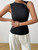 Women's Black Tank Top Asymmetrical Sleeveless Top Metal Ring Ruched Slim Fit Spring Summer Casual Office Party Fashion Top