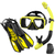 Diving Mask Fin Snorkel Set for Adult Panoramic View Snorkel Mask Adjustable Dive Flipper Dry Top Snorkel and Travel Bag