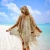 

Swimsuit Cover-ups  Fashion Tassel Gold Bikini Beach Cover Up Sexy Beach Dress Tunics for Women Summer Wear See Through