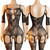Women Fishnet Long Sleeve Bodycon Underwear Bodysuits Mesh Hollow Mini Dresses Sexy Crotchless Lingerie Erotic Teddies Bodysuit