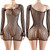 Women Fishnet Long Sleeve Bodycon Underwear Bodysuits Mesh Hollow Mini Dresses Sexy Crotchless Lingerie Erotic Teddies Bodysuit