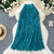 Spring Pleated Tassel Skirt Women Elegant High Waist Office Lady Skirts