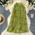 Spring Pleated Tassel Skirt Women Elegant High Waist Office Lady Skirts