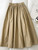 2025 New Casual Elegant High Waist A Line Skirts Women Solid Color Long Skirt Fashion Pockets Pleated Knee Length Skirts Autumn