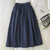 2025 New Casual Elegant High Waist A Line Skirts Women Solid Color Long Skirt Fashion Pockets Pleated Knee Length Skirts Autumn