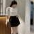 Lucyever Black White High Wiast Puffy Short Skirts Women All-Match Y2K Pocket A-Line Skirt Female Korean Work Style Suit Skirt