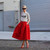 Fashion Streetwear Red Elegant Women's Skirts 2020 юбка Mid-Calf Ball Gown Satin Skirt Formal Evening Party Skirts for Ladies