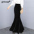 Autumn Winter Women Vintage Fashion Gold Velvet Long Elegant Party Mermaid Skirts Office Lady High Waist Solid Slim Maxi Skirt