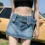 Retro High Waist Denim Mini Skirt for Women Summer Korean Style A- Line Short Skirt Sexy Girl Cotton Fabric Half Body Skirt
