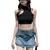 Retro High Waist Denim Mini Skirt for Women Summer Korean Style A- Line Short Skirt Sexy Girl Cotton Fabric Half Body Skirt