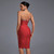 Ocstrade Fashion Design Women Elegant Solid Color Diamond Dress Sleeveless Bodycon Backless Zipper One Shoulder Party Dress