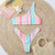 New Style Two Piece Women Beach Wear High Waist Thong Bikini Set Rainbow Swimwear Beachwear