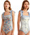 Y2K Fashion Women Floral One Piece Swimsuits Reversible Tie Shoulder Monokini Tummy Control Bathing Suits Square Neck Swimwear