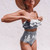 Cikini-Women's Split Swimming Suit, Irregular Striped, Lotus Leaf Edge, High Waist Bikini, Swimming Suit
