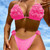 3D Flowers Bikini Top Set Halter String Extreme Backless Y2K Swimsuit Push Up Vacation Outfits Women Swimwear Beach Bathing Suit