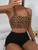 Vintage Leopard Print Bikini Women Metal Ring Hollow Backless Drawstring High Waist Swimsuit 2025 Beach Bathing Suit Swimwear