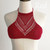 Women Sexy Bikini Tops High Neck Hollow Out Halter Swimwear Crochet Separate Swimsuit Bikini Bra Hot Sale