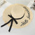 Handmade Weave Letter Sun Hats for Women Black Ribbon Lace Up Large Brim Straw Hat Outdoor Beach Hat Summer Caps