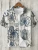 Linen Shirt for Men, 3D Print, Retro Japanese Art, Short Sleeve, Flip Collar, Casual Hawaii, Loose Beach Top, Pond, Fish, New,