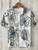 Linen Shirt for Men, 3D Print, Retro Japanese Art, Short Sleeve, Flip Collar, Casual Hawaii, Loose Beach Top, Pond, Fish, New,