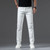 New High Quality Casual Men White Jeans Mid-Waist Straight Stretch Denim Trousers Cotton Comfortable Regular Denim Pants