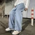 Fashion Men's Solid Color Drape Jeans Loose Straight Korean Vintage High Street Hip-hop Y2K Casual Daily Dragging Wide-leg Pants