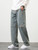 2024 New Retro Blue Men's Jeans Large Size String Banding Wide Leg Denim Pants Cotton Casual Straight Jean Trousers 6XL 7XL 8XL