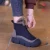 Female Winter Snow Boots Front Zip Thick Bottom Cotton Shoes Warm Versatile Round Head High-top Flats