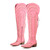 Onlymaker Women Thigh High Over the Knee Boots Red Cowboy Boots Side Zipper Western Embroidery Boots