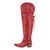 Onlymaker Women Thigh High Over the Knee Boots Red Cowboy Boots Side Zipper Western Embroidery Boots