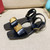 Big Rivet Buckle Decor Sandals For Girls Women Ankle Strap Flat Heel Genuine Leather Outwear Shoes Summer