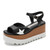 Genuine Leather Buckle Strap Sandals Breathable Sneakers Stars women summer rivets shoes Korean Style Platform Casual Shoes