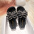 2024 Soft Women's Thick Heel Slippers with Bow Rhinestones Beach Shoes , Casual Lady Sandals New Style Summer Shoes ZA820-2
