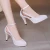 8cm 11cm Size 32-43 Ankle Buckle Red White Wedding Shoes Bride Platform Pumps 2025 Fall Shallow High Heels Shoes Model Party