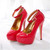 Women's Patent Leather Red Wedding Shoes Fashion Platform Shallow Women Pumps Concise Buckle Super High Heels Party Shoes Female