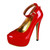 Women's Patent Leather Red Wedding Shoes Fashion Platform Shallow Women Pumps Concise Buckle Super High Heels Party Shoes Female