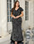 Unithorse Plus Size Women's Floral Sleeve Glitter Sequin High Quality  Formal Evening Dress