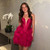 SERENDIPIDTY Sweetheart Hot Pink Mini Length Party Dress Ruffled Layered Floral Women Clothing Ever Pretty Plus Size Gown