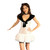 Elegant White Lace Dress With Black Velvet Trim Bow Detail Flirty Feminine Design Perfect For Special Occasions Evening  Wear