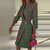 New Three Quarter Sleeve Plaid Printing Party Dress V-Neck Women Office Lady Autumn Ladies Dress Fashion Streetwear