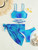 3 Pieces Ombre Lace Up Bikini Swimsuit & Beach Skirt Sexy Swimwear Women 2025 Bathing Swimming Swim Suit Female Summer Beachwear