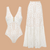 FLAXMAKER Flower Hollow One Piece Swimsuit and Skirt Women Beachwear Luxury Bathing Suit
