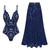 FLAXMAKER Flower Hollow One Piece Swimsuit and Skirt Women Beachwear Luxury Bathing Suit