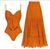 FLAXMAKER Flower Hollow One Piece Swimsuit and Skirt Women Beachwear Luxury Bathing Suit