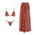 2025 New High Quality Elegant One Piece Swimsuit And Skirt Print Deep-V Lace-up Women Bikini Set Swimwear Party Bathing Suit