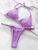 PU Pleated Ruched Bikinis Mini Micro Thong Bikini Women Swimwear Female Swimsuit Two-pieces Bikini Set Halter Bathing Suit Swim