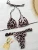 PU Pleated Ruched Bikinis Mini Micro Thong Bikini Women Swimwear Female Swimsuit Two-pieces Bikini Set Halter Bathing Suit Swim