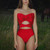 Red Bow Cut Out One Piece Swimsuit and Sarong Summer Swimwear Women Beachwear